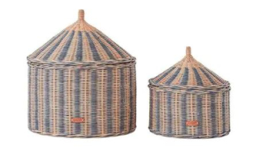 OYOY Spielzeugkorb Circus 2er Set, Blau