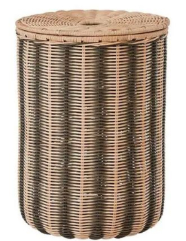OYOY Wäschekorb Striped 57 l, Nature/Schwarz